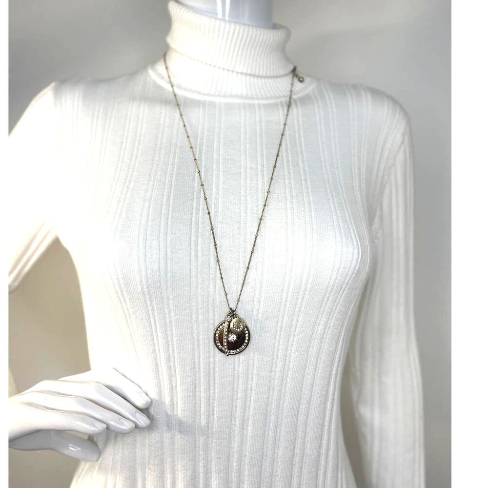 Chico's gold tone pendant necklace costume jewelry signed chain link dainty